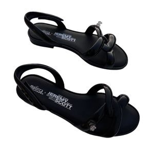 Melissa + Jeremy Scott Tube Sandals Black Rubber Slingback 9